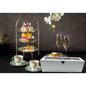 Tea Bag Organizer,Tea Organizer for Tea Bags Wood White 4 Compartment Tea Box Tea Bag Holder With Transparent Plexiglas Window For Tea Bags, Coffee Bags, Storage Tea Box For Tea Bags Organizer