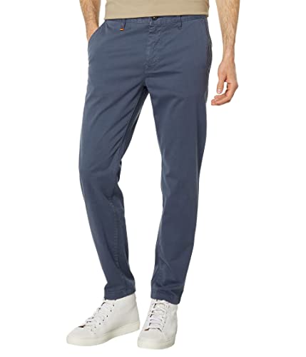 BOSS Men's Tapered Fit Cotton Blend Trousers, Medium Spruce Blue, 3632