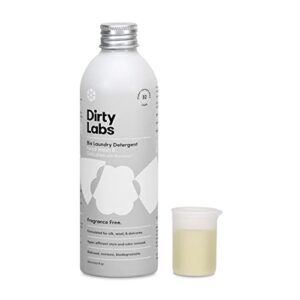 dirty labs | hand wash and delicates | scent free | 32 loads (8.6 fl oz) | bio enzyme liquid laundry detergent | for fine silks, wools, handwash garments | hyper-concentrated | non toxic, biodegradable | stain & odor removal