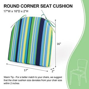 Wellsin Outdoor Chair Cushions for Patio Furniture - Patio Chair Cushions Set of 4 - Waterproof Round Corner Outdoor Seat Cushions 17"X16"X2", Stripe 01