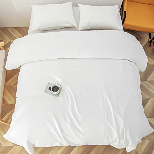 Olrynns White Washed Duvet Cover King Size - Microfiber Duvet Covers, Soft King Duvet Cover Set 3 Pieces with Zipper Closure (1 Duvet Cover + 2 Pillowcases)