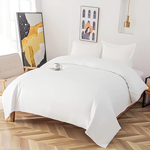 Olrynns White Washed Duvet Cover King Size - Microfiber Duvet Covers, Soft King Duvet Cover Set 3 Pieces with Zipper Closure (1 Duvet Cover + 2 Pillowcases)