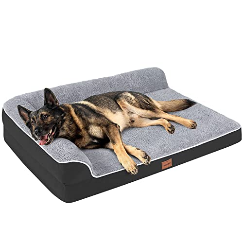 Large Dog Beds for Large Dogs Up to 95lbs, Orthopedic Dog Bed Eggs Foam with Removable Washable Cover Waterproof Lining and Nonskid Bottom for Large/Medium/Small Pets