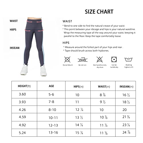 bababanana Youth Leggings for Girls' Mid-Rise Yoga Pants, Running Girls Leggings Gymnastics Workout Pants for Kids 5–16 Years