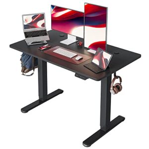 cubiker 40 x 24 inch standing desk, stand up height adjustable home office electric table, sit stand desk with splice board, black frame & black desktop