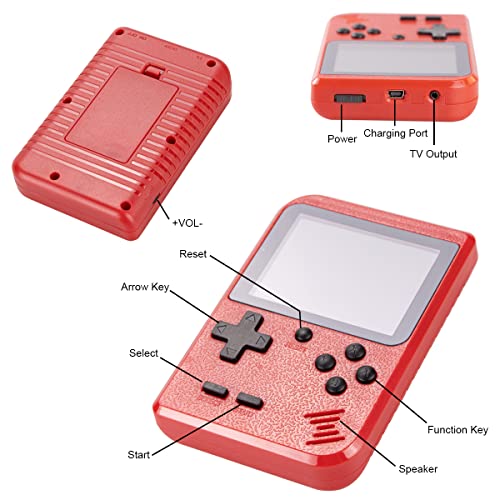 Portable Handheld Games Retro Mini Video Games，Handheld Game Console with 400 Classical FC Games 2.8" Color Screen，Birthday for Boys Girls and Adults (Red)