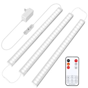 maylit under cabinet lights plug in, 3 pcs 12 inch ultra thin under cabinet lighting, super bright daylight white under counter lights for kitchen, dimmable light for cabinet, counter, workbench, desk