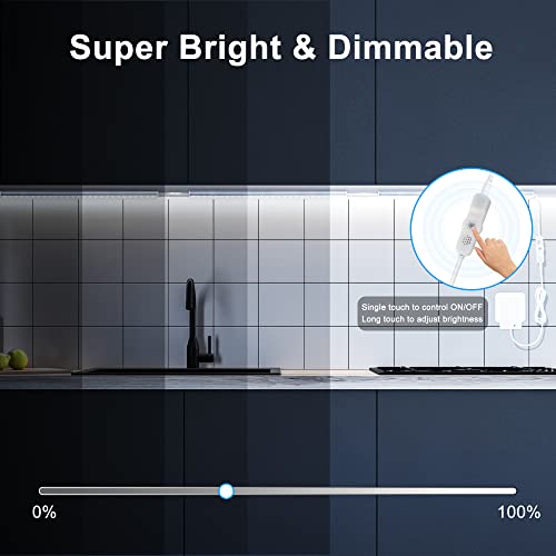 Maylit Under Cabinet Lights Plug in, 3 Pcs 12 Inch Ultra Thin Under Cabinet Lighting, Super Bright Daylight White Under Counter Lights for Kitchen, Dimmable Light for Cabinet, Counter, Workbench, Desk