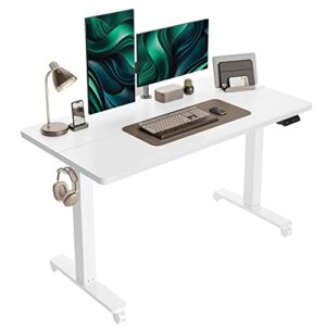 cubicubi electric standing desk, 55 x 24 inches height adjustable sit stand desk, ergonomic home office computer workstation, white