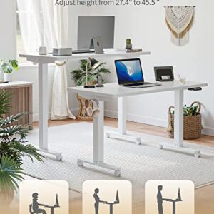 CubiCubi Electric Standing Desk, 55 x 24 Inches Height Adjustable Sit Stand Desk, Ergonomic Home Office Computer Workstation, White