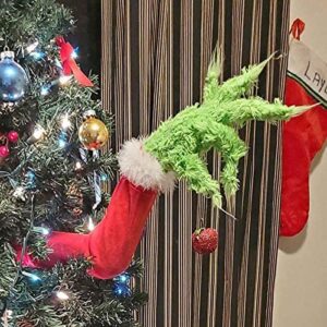 christmas elf body tree decorations,furry green elf head/arms/legs for christmas tree decorations,stole elf body stuffed stuck christmas tree topper ornaments for christmas party (elf arms-24 in)