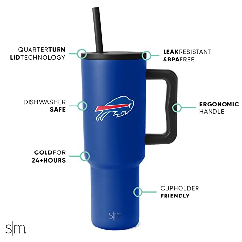 Simple Modern Officially Licensed NFL 40oz Tumbler with Handle and Straw Lid | Football Thermos Gifts for Men, Women, Christmas | Trek Collection | Buffalo Bills