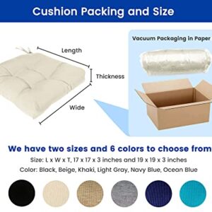 ROSNINIKA Outdoor Chair Cushions 2 Pcs Outdoor Cushions Patio Furniture Cushions Chair Cushion Patio Chair Seat Pads with Ties 17x17 Inches Beige