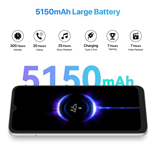 UMIDIGI C1 MAX Cell Phone Unlocked, 6GB +128GB Android 12 50MP+8MP Camera 256GB Expandable T-Mobile Smartphone 5150mAh Battery with 6.52" Full Screen Mobile Phone
