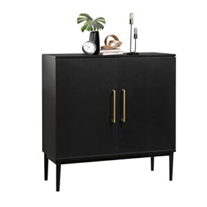 vrullu modern storage cabinet, free standing buffet cabinet, black sideboard and buffet storage, wood accent cabinet for living room, hallway, entryway, dining room, bedroom (1, black)