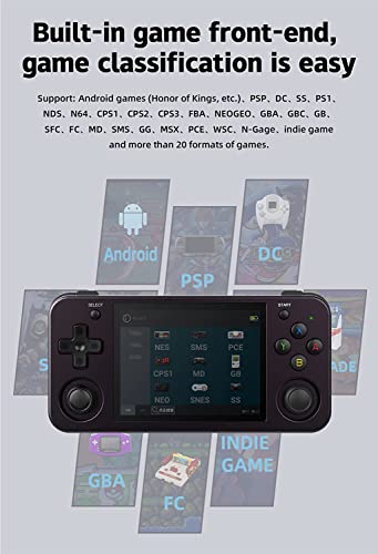 ANBERNIC RG353M Handheld Game Console , Aluminum Alloy CNC Process Dual OS Android 11 + Linux System Support 5G WiFi 4.2 Bluetooth Built-in 64G SD Card 4452 Games (Deep Purple)