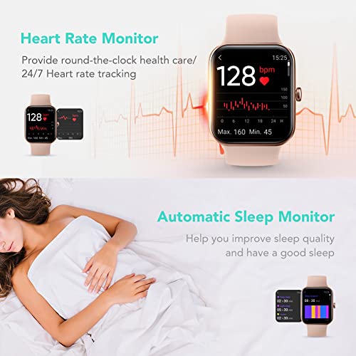 SKG Smart Watch, Fitness Tracker with 5ATM Swimming Waterproof, Health Monitor for Heart Rate, Blood Oxygen, Sleep, 1.7'' Touch Screen Bluetooth Smartwatch Fitness Watch for Android-iPhone iOS, V7