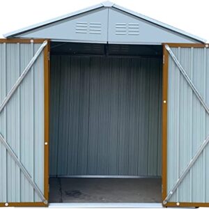 EMKK 4FTx6FT Storage Sheds Outdoor, Utility Steel Tool Sheds for Garden Backyard Lawn, Large Patio House Building with Lockable Door