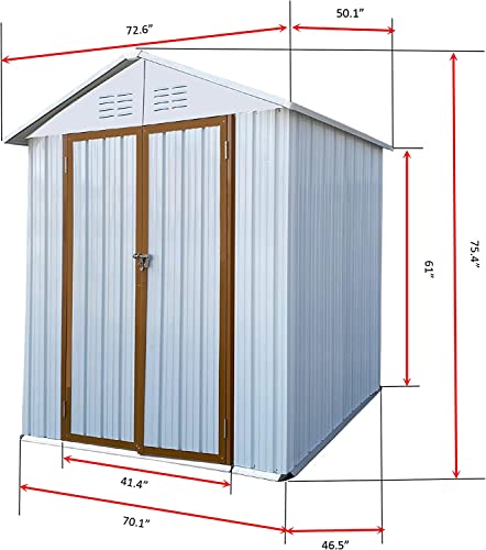 EMKK 4FTx6FT Storage Sheds Outdoor, Utility Steel Tool Sheds for Garden Backyard Lawn, Large Patio House Building with Lockable Door