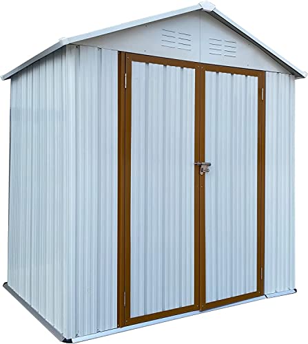 EMKK 4FTx6FT Storage Sheds Outdoor, Utility Steel Tool Sheds for Garden Backyard Lawn, Large Patio House Building with Lockable Door