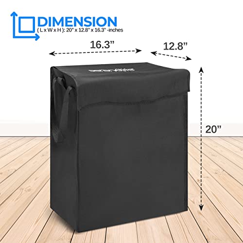 20” Shopping Cart Cover–Multipurpose Cart Liner, Portable Water Resistant Shopping Bag with Zippers, Pocket, and Side Handles, Compatible with SLSPCART36 & SLSPCART38 Cart Model, All-Black Finishing