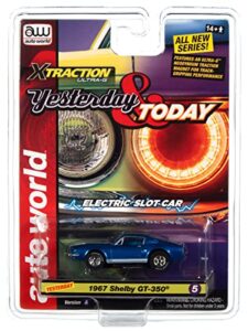 auto world xtraction 1967 shelby gt500 mustang (blue) ho scale slot car