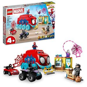 lego marvel team spidey's mobile headquarters 10791 building set - featuring miles morales and black panther minifigures, spidey and his amazing friends series, for boys, girls, and kids ages 4+