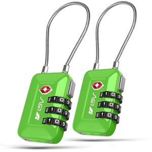 tsa approved luggage travel lock, set-your-own combination lock for school gym, golf bag, locker, luggage suitcase baggage locks, filing cabinets, toolbox, case (green, 2 pack)
