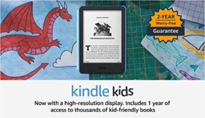 kindle kids (2022 release) – includes access to thousands of books, a cover, and a 2-year worry-free guarantee - space whale