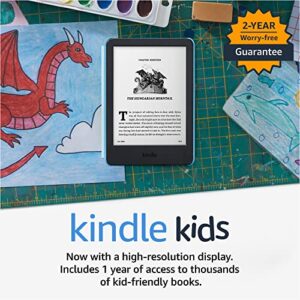 Kindle Kids (2022 release) – Includes access to thousands of books, a cover, and a 2-year worry-free guarantee - Space Whale