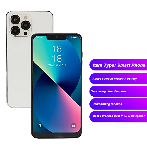 Hilitand iP13 Pro Unlocked Smartphone for 11, 6.2 FHD Unlocked Cell Phone, Face Unlock, 4GB 64GB, Dual SIM, 7000mAh, Dual Camera, T Mobile,for Support (White)