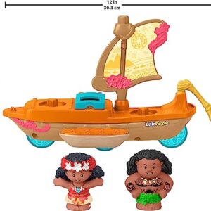 Fisher-Price Little People Toddler Toys Disney Princess Moana & Maui’s Canoe Sail Boat with 2 Figures for Ages 18+ Months