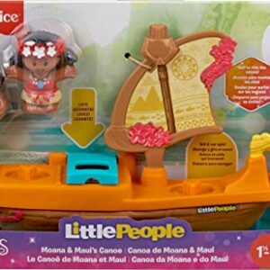 Fisher-Price Little People Toddler Toys Disney Princess Moana & Maui’s Canoe Sail Boat with 2 Figures for Ages 18+ Months