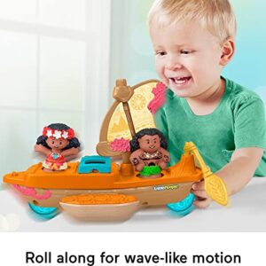 Fisher-Price Little People Toddler Toys Disney Princess Moana & Maui’s Canoe Sail Boat with 2 Figures for Ages 18+ Months