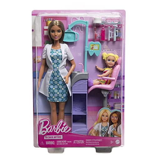 Barbie Careers Dentist Doll and Playset with Accessories, Medical Doctor Set, Barbie Toys,White