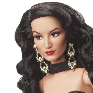 Collector Barbie Signature Doll, María Félix Wearing Elegant, Glimmering Gold and Black Gown with Ornate Jewelry, Barbie Tribute Collection