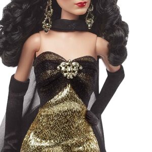 Collector Barbie Signature Doll, María Félix Wearing Elegant, Glimmering Gold and Black Gown with Ornate Jewelry, Barbie Tribute Collection