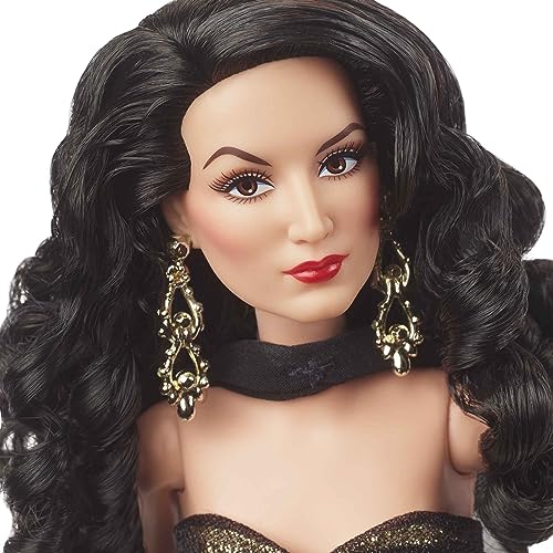 Collector Barbie Signature Doll, María Félix Wearing Elegant, Glimmering Gold and Black Gown with Ornate Jewelry, Barbie Tribute Collection