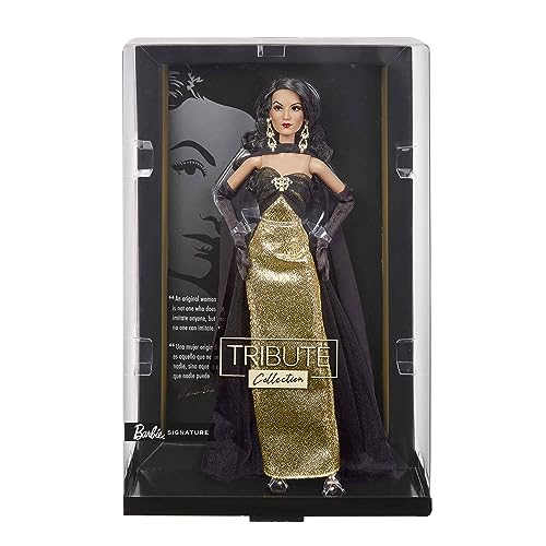 Collector Barbie Signature Doll, María Félix Wearing Elegant, Glimmering Gold and Black Gown with Ornate Jewelry, Barbie Tribute Collection