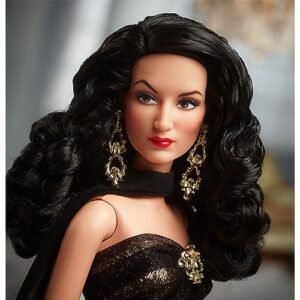 Collector Barbie Signature Doll, María Félix Wearing Elegant, Glimmering Gold and Black Gown with Ornate Jewelry, Barbie Tribute Collection