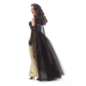 Collector Barbie Signature Doll, María Félix Wearing Elegant, Glimmering Gold and Black Gown with Ornate Jewelry, Barbie Tribute Collection