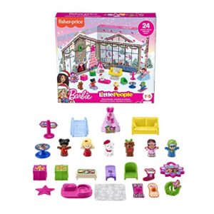 fisher-price little people barbie advent calendar and toddler playset, 24 christmas figures and play pieces (amazon exclusive)