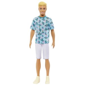 Barbie Fashionistas Ken Fashion Doll #211 with Blonde Hair, Blue Cactus Tee, White Shorts and Sneakers