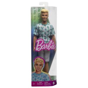 Barbie Fashionistas Ken Fashion Doll #211 with Blonde Hair, Blue Cactus Tee, White Shorts and Sneakers