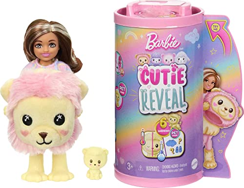 Barbie Cutie Reveal Chelsea Doll & Accessories, Lion Plush Costume & 6 Surprises Including Color Change, Cozy Cute Tees Series