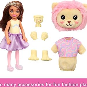 Barbie Cutie Reveal Chelsea Doll & Accessories, Lion Plush Costume & 6 Surprises Including Color Change, Cozy Cute Tees Series