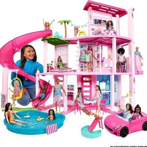 Barbie Dreamhouse 2023, Pool Party Doll House with 75+ Pieces and 3-Story Slide, Barbie House Playset, Pet Elevator and Puppy Play Areas​