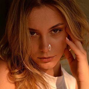 Jstyle 9Pcs 20G Dangle Nose Rings Studs Nose Ring Hoops for Women 316L Surgical Steel L Shaped Nose Studs Nose Piercing Jewerly Heart Butterfly Flower CZ Dangling Hoop Nose Rings Women Rose Gold Tone