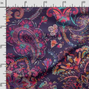 Soimoi Asian Paisley Print, Cotton Cambric, Quilting Fabric Sold by The Yard 42 Inch Wide, Medium Weight Cotton Fabric, Sewing Supplies,Purple