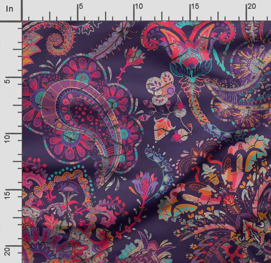 Soimoi Asian Paisley Print, Cotton Cambric, Quilting Fabric Sold by The Yard 42 Inch Wide, Medium Weight Cotton Fabric, Sewing Supplies,Purple